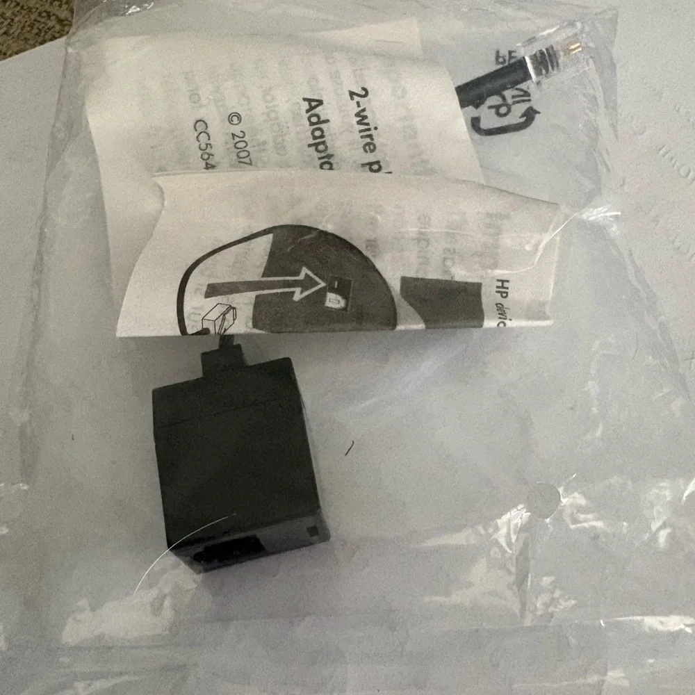HP 2 Wire Phone Cord Adapter New & Sealed Black Q3093-80004